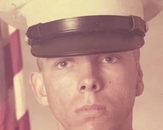 Vintage Framed Portrait Photograph of a U.S. Marine in Dress Blues
