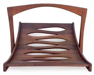 Vintage 1960s Jens Quistgaard Staved Teak Magazine Rack for Dansk, Danish Mid-Century Modern MCM