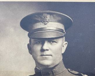 WWI US Army AEF Officer Portrait, Major H.R. Farris, Medical Corps, District of Paris Patch, Original Patriotic Frame c. 1918
