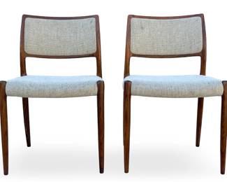Lot of 2 Vintage Niels Otto Møller Model 80 Rosewood Dining Chairs for J.L. Møllers, Danish Mid-Century Modern