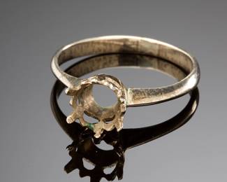 Antique Victorian Buttercup Ring Setting Sterling Silver c. 1880 Belcher Crown Mount