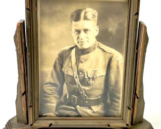 Exceptional WWI US Army 2nd "Indianhead" Division Officer Photo with French Croix de Guerre Medal in Original Period Frame