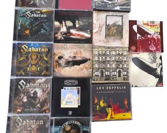 A Rock & Metal Chronicle: Extensive CD Collection of Led Zeppelin and Sabaton, Featuring Rare Live Bootlegs