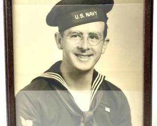 Original WWII Era U.S. Navy Sailor Portrait - Framed Photo of a Torpedoman's Mate Petty Officer
