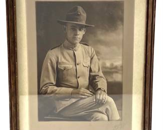 Original WWI 1918 US Marine Corps Portrait Photograph, 58th Company 5th Marines, Framed