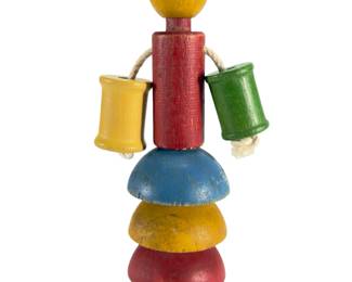 Vintage Mid-Century Wooden Folk Art Figure, German Style Stacked Block Toy
