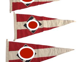 Lot of 3 Original WWII German Nazi Party Pennants - Authentic Third Reich NSDAP Vehicle / Rally Wimpel
