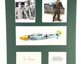WWII German Luftwaffe Ace ADOLF GALLAND Authentic Signed Autograph Display - Messerschmitt Bf 109