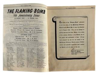 WWII 1945 "Victory Issue" Flaming Bomb Newsletter Pittsburgh Ordnance District & War Bond Citation