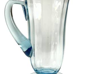Vintage Fostoria FAIRFAX Azure Blue Glass Pitcher Art Deco Elegant Glass c. 1930s