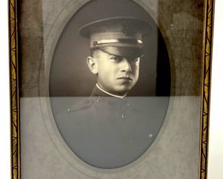 Vintage WWI-Era Soldier Portrait Photograph, Lones Studio San Antonio, TX, in Original Frame