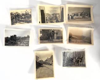 Exceptional Lot of 8 Original German WWII Soldier Photos Featuring Unit-Marked Infantryman & Identified Artillery, Including 10.5cm leFH 18 Howitzer & 5cm Pak 38 Anti-Tank Gun