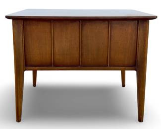 Large Mid-Century Modern MCM Walnut Square End Table w/ Drawer & Brass Pulls