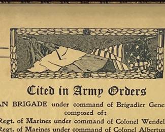 Antique WWI USMC 4th Brigade "Belleau Wood" Citation, French General Pétain, 1918
