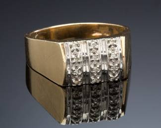 Vintage 1990s Men's 10K Gold & Diamond Cluster Ring by RINGCO, Size 12