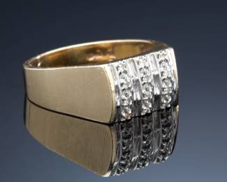 Vintage 1990s Men's 10K Gold & Diamond Cluster Ring by RINGCO, Size 12
