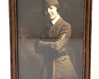 Historic WWI Era Framed Portrait of an American Woman's Motor Corps Volunteer