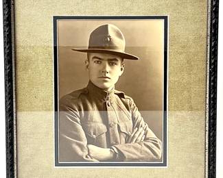 Striking WWI Era U.S. Marine Corps "Devil Dog" Soldier Portrait Photograph