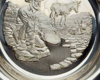 Vintage 1973 Gus Shafer "The Prospector" Sterling Silver Plate Franklin Mint Western Art
