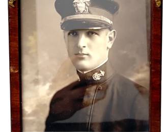 Antique WWI Era US Naval Academy Midshipman Portrait in Patriotic Eagle Frame