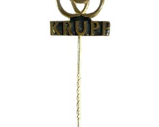 Pre-WWII German Krupp Steel Works Employee Stick Pin - Imperial / Weimar Era Drei Ringe Logo Badge c. 1910-1933