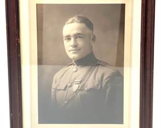 WWI US Army Soldier Framed Studio Portrait 26th "Yankee" Division YD Patch