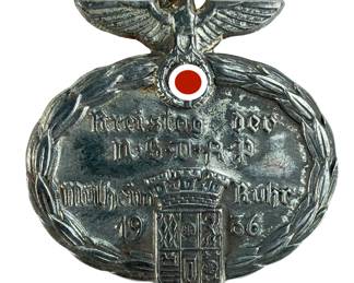 1936 Third Reich NSDAP Kreistag Mülheim Ruhr Rally Day Badge - Tinnie w/ Coat of Arms