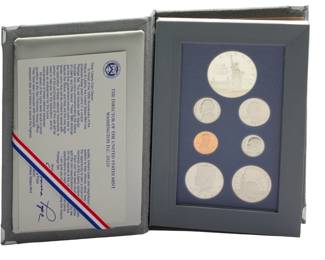 1986-S US Mint Prestige Proof Set w/ Statue of Liberty 90% Silver Dollar - Complete OGP & COA