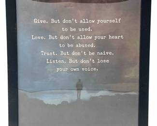 Framed Inspirational Quote Wall Art with Lone Figure Photograph