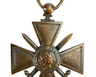 WWI French Croix de Guerre 1914-1918 Military Medal, Original Bronze War Cross for Valor