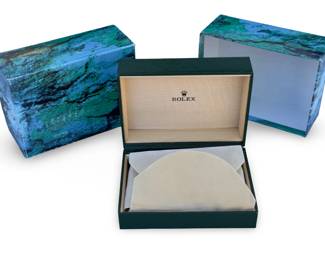 Authentic Rolex Presentation Box Set, Inner & Outer, Modern "Wave" Design, Excellent Condition