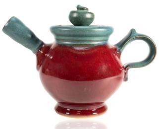 3pc Studio Art Pottery Teapot & Matching Cups/Saucer