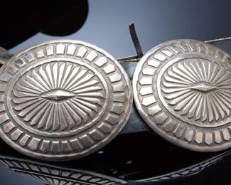 Massive Vintage Pete Morgan Navajo Sterling Silver Heavy Stamped Concho Belt, 705g Native American