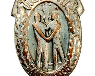 Original 1935 German Saar Plebiscite Tinnie Badge - "Treue um Treue" - WWII Era