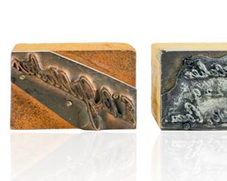Lot of 3 Vintage Letterpress Printing Blocks - Industrial Advertising, Script & Address Cuts
