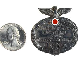 1936 Third Reich NSDAP Kreistag Mülheim Ruhr Rally Day Badge - Tinnie w/ Coat of Arms