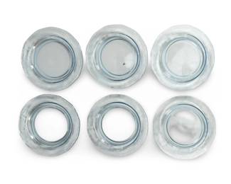 Vintage Fostoria JUNE Azure Blue Etched Glass Salad Plates (Set of 6) Art Deco Elegant Glass c. 1928-1944