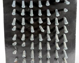 Brutalist Ceramic Memorial Sculpture with Nails, Signed OOAK Studio Art