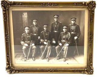 Antique USMC Officer Group Photo, c.1900 Span-Am War Era, Full Dress Uniforms, Ornate Gilt Frame, Paterson NJ