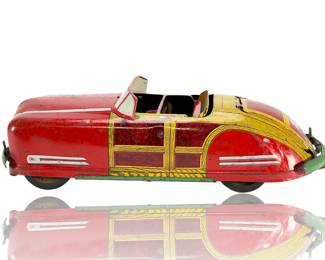 Vintage 1940s Wyandotte WY-650 "Woody" Convertible Pressed Steel Toy Car Art Deco For Restoration