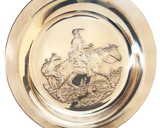 Vintage 1972 Gordon Phillips "The Mountain Man" Sterling Silver Collector Plate, Franklin Mint
