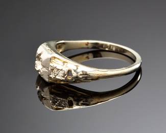 Antique Art Deco 10k White Gold Diamond Ring Setting c. 1930s Geometric Semi-Mount