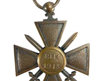 WWI French Croix de Guerre 1914-1918 Military Medal, Original Bronze War Cross for Valor