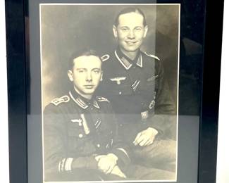 WWII German Wehrmacht Infantry NCOs Framed Studio Portrait Reproduction, Decorated with Iron Cross & Assault Badge