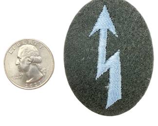 WWII German Flieger Hitler Youth Signals Specialist Sleeve Patch, Light Blue Blitz / Originales WK2 Ärmelabzeichen, Flieger-HJ Nachrichten-Sonderausbildung, Hellblau Blitz