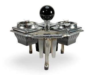 Vintage 1930s Art Deco Chrome Tabletop Smoking Stand Caddy