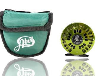 Abel Super 5 Fly Reel - Excellent Condition - Rare Green Anodized Finish - Camarillo, CA USA - LHW/RHW w/ Pouch