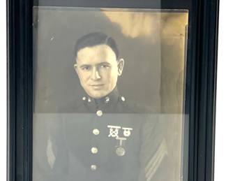 Vintage WWII-Era U.S. Marine Corps (USMC) Sergeant Portrait in Dress Blues