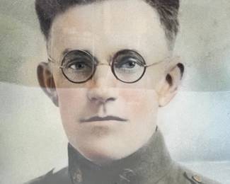 Evocative WWI U.S. Army Soldier's Hand-Colored Portrait with Medals