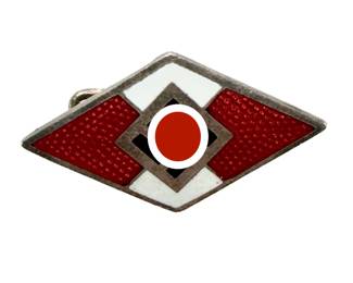 WWII German Third Reich Hitler Youth HJ Membership Badge Pin - Early Pre-RZM Maker Marked OTTO HOFFMANN GES. GESCH. - Superb Enamel